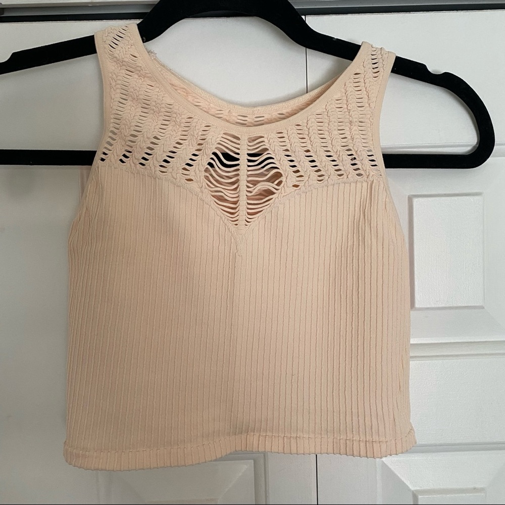 Free People - Intimately stretchy crop top/bralette; blush/cream color: Size M